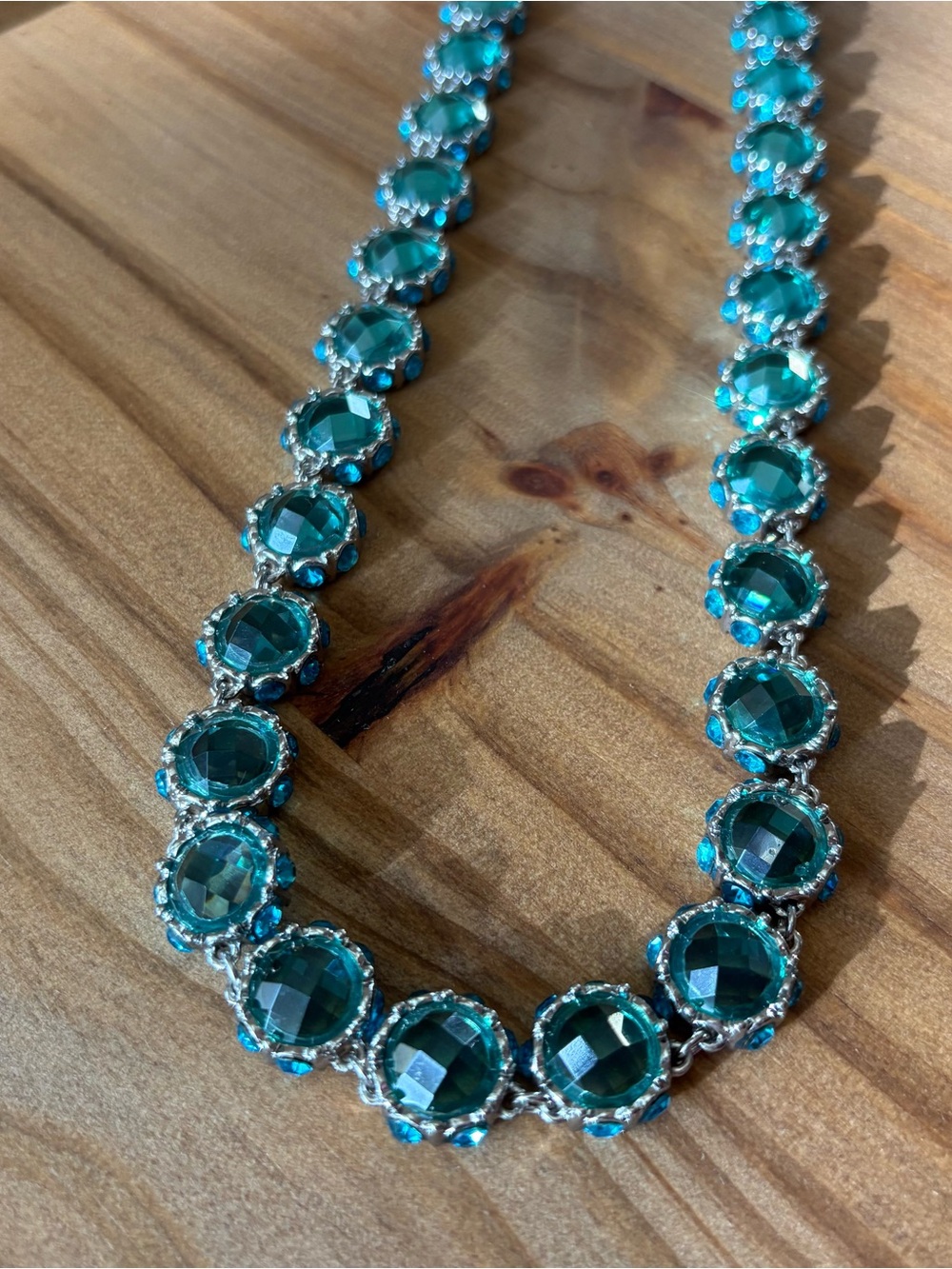 Emerald Green & Turquoise Blue Beaded Tennis Statement Necklace, Women's, 38"